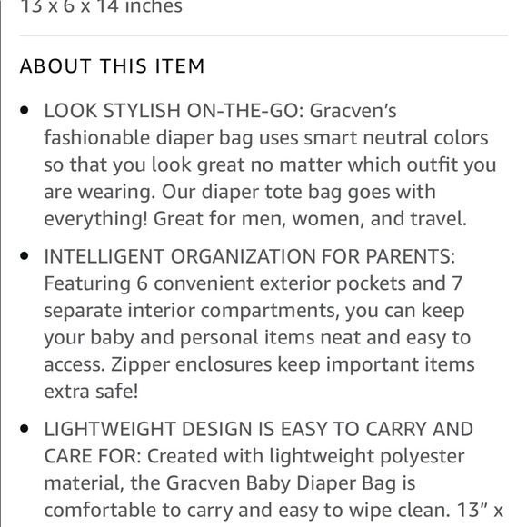 Gracven diaper tote bag - Picture 5 of 5